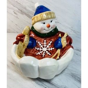 WCL Christmas Holiday Snowman candy dish, serving dish. dip bowl, soap dish
